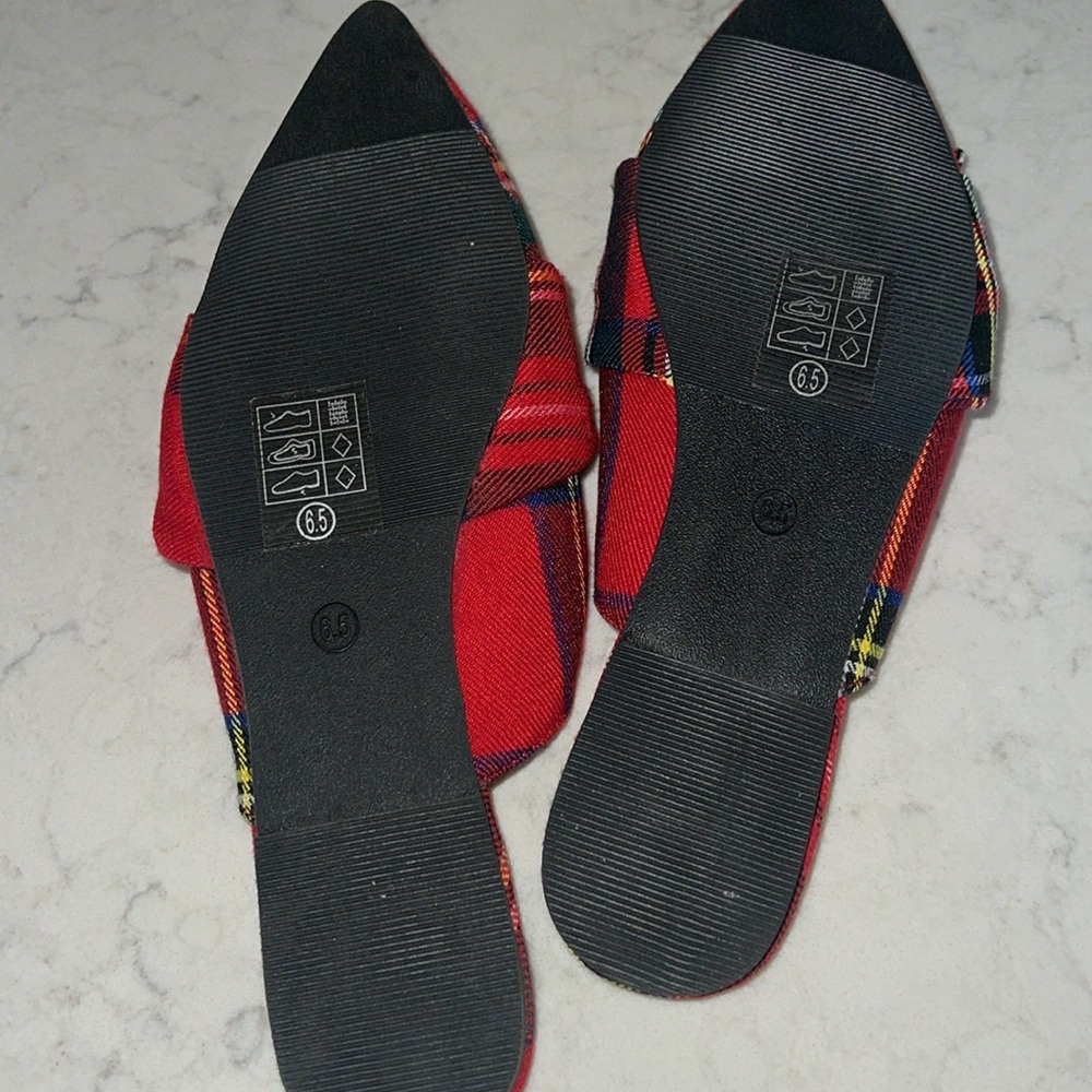 Mint Julep Under The Tree Red Plaid Mules - Picture 8 of 9